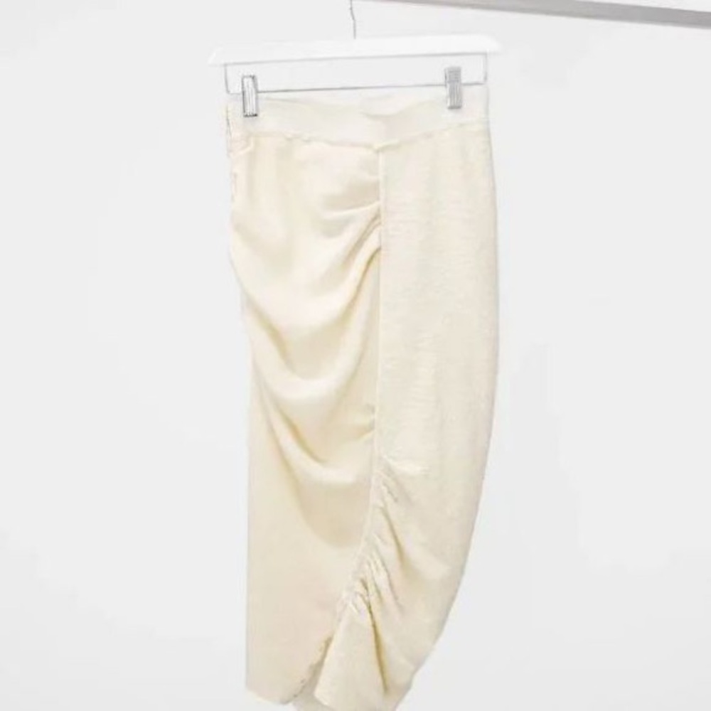 Nina Ricci Cream Ruched Asymmetrical Midi Skirt